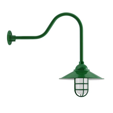 14" Syracuse, 307-Emerald Green, CGG-Standard Cast Guard, FST-Frosted Glass, G24 Gooseneck Arm