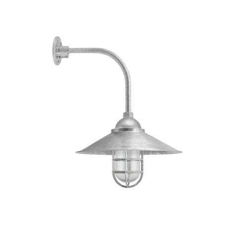 16" Syracuse, 975-Galvanized, CGG-Standard Cast Guard, RIB-Ribbed Glass, G12 Gooseneck Arm