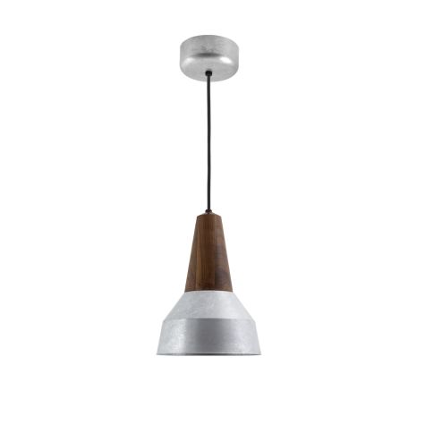 10" Brunson LED, 975-Galvanized, Walnut Wood, CSB-Black Cloth Cord
