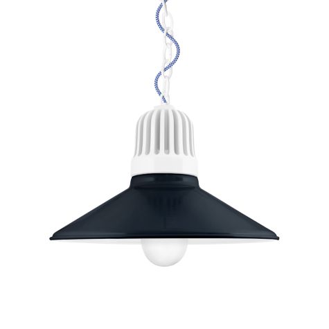 16" Touchdown, 705-Navy, Heat Sink in 200-White, Mounting in 200-White, CSUW-Blue & White Cloth Cord, FST-Frosted Glass