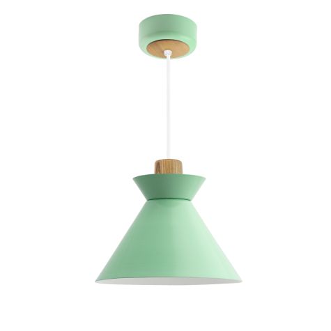 14" Manhattan LED, 311-Jadite, Maple Wood, CSW-White Cloth Cord, Decorative Wood Canopy Cover