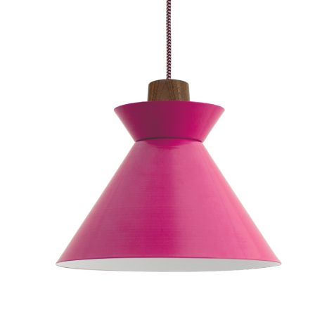 14" Manhattan LED, 490-Magenta, Walnut Wood, CSBP-Black & Pink Cloth Cord