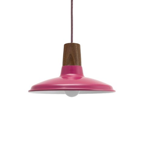 12" Marathon LED, 490-Magenta, Walnut Wood, CSBP-Black & Pink Cloth Cord, Dome Lens