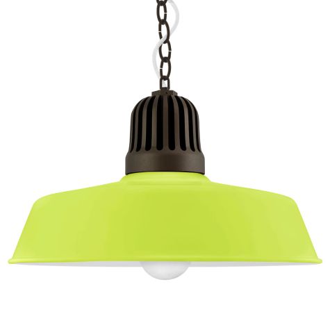 20" Scrimmage, 380-Chartreuse, Heat Sink in 600-Bronze, Mounting in 600-Bronze, SWH-Standard White Cord, FST-Frosted Glass