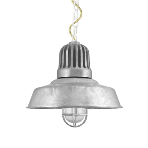 12" Scrimmage, 975-Galvanized, Mounting in 200-White, CSGW-Gold & White Cloth Cord, CGG-Standard Cast Guard, RIB-Ribbed Glass