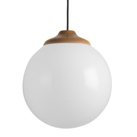 16" Glass Ball LED, Maple Wood, CSB-Black Cloth Cord
