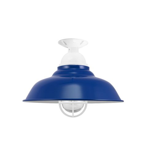 16" Chicago, 700-Royal Blue, Mounting in 200-White, CGG-Standard Cast Guard, 200-White, RIB-Ribbed Glass