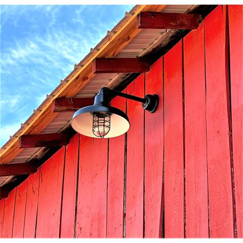 14" Union Nautical LED Gooseneck, 106-Matte Black, G14 Arm, Wire Guard, Clear Glass, Decorative Backing Plate, Hex Cover | Customer Submission