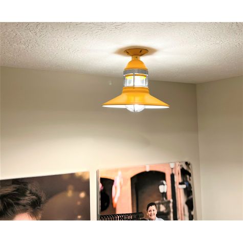 12" Wallaby Flush Mount, 570-Sunflower, No Cap, 975-Galvanized, Clear Glass | Customer Submission