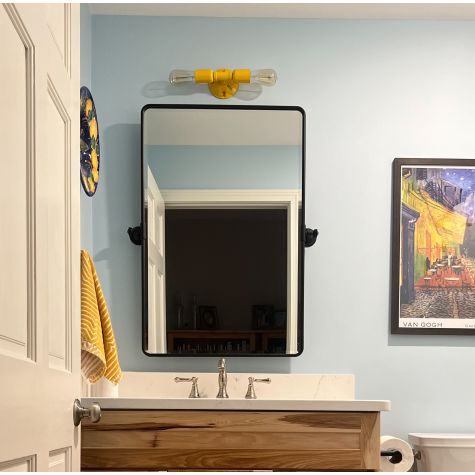 Downtown Minimalist Double Sconce, 500-Buttery Yellow, 1910-Era, 60w Edison Bulbs | Customer Submission