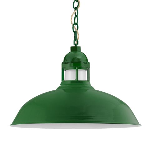 20" Outback LED, 307-Emerald Green, FST-Frosted Glass, CSGW-Gold & White Cloth Cord