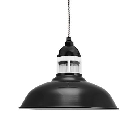 18" Outback, 100-Black, Guard in 200-White, RIB-Ribbed Glass, CSBW-Black & White Cloth Cord