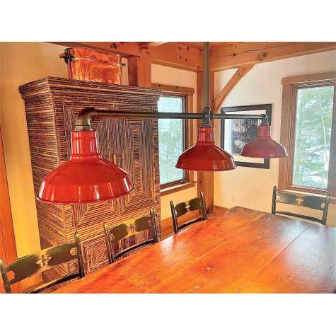 Dino 3-Light, 400-Barn Red, 30" Stem, 615-Oil Rubbed Bronze, 24" Arms | Customer Submission