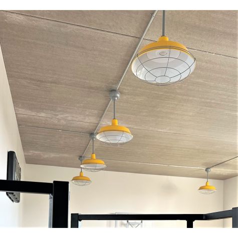 20" The Original™ LED Stem Mount, 500-Buttery Yellow, 12" Stem, 800-Industrial Grey, Wire Cage, 800-Industrial Grey, Flat Lens | Customer Submission
