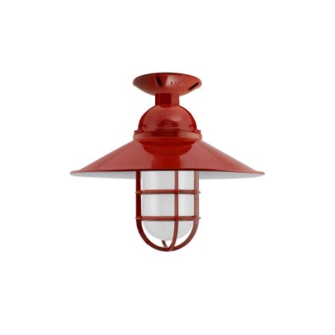 14" Syracuse LED, 400-Barn Red, CGG-Standard Cast Guard, FST-Frosted Glass