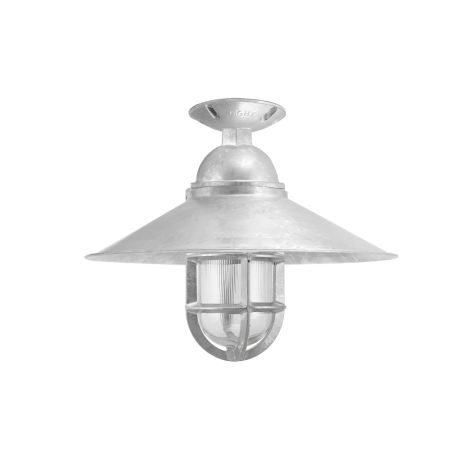 16" Syracuse LED, 975-Galvanized, TGG-Heavy Duty Cast Guard, RIB-Ribbed Glass