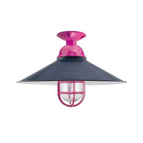18" Syracuse, 705-Navy, Mounting in 490-Magenta, CGG-Standard Cast Guard, RIB-Ribbed Glass
