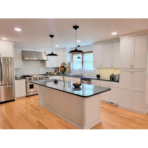16" & 10" Sinclair LED, 106-Matte Black, Dome Lens, CSBW-Black & White Cloth Cord | Photo Courtesy of Homeowner