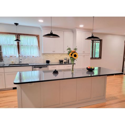 16" & 10" Sinclair LED, 106-Matte Black, Dome Lens, CSBW-Black & White Cloth Cord | Photo Courtesy of Homeowner