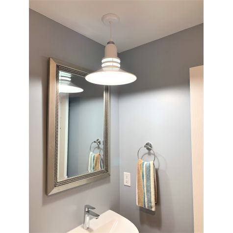 14" Cherokee Uplight Pendant, 200-White, Standard White Cord, Frosted Glass | Customer Submission
