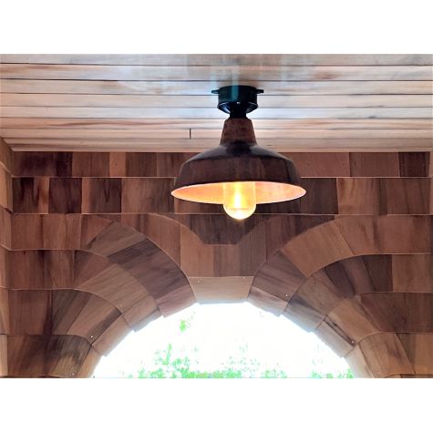 14" Avalon Nautical Flush Mount, 995-Raw Copper, 100-Black Mount, No Guard, Clear Glass | Customer Submission
