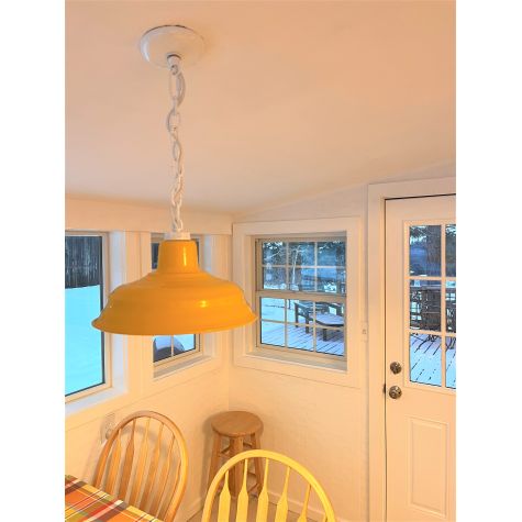 13" Bomber Chain Hung, 500-Buttery Yellow, Chain 200-White, White Cloth Cord | Customer Submission