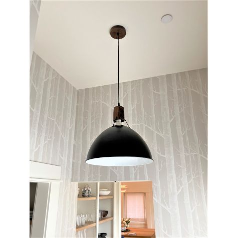 18" Wilcox Uplight Wooden Top Pendant, 100-Black, Walnut Wood, Standard Black Cord, Walnut Canopy | Customer Submission