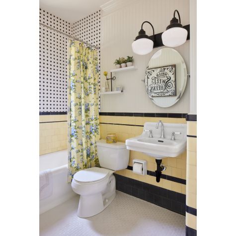 Primary 2-Light Schoolhouse Vanity, Small Opaque Glass, 100-Black | Photo Courtesy of Hector Sanchez