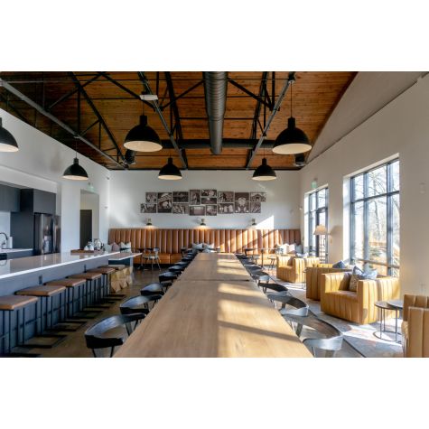 24" Wilcox Deep Bowl Pendant, 106-Matte Black, Standard Black Cord | Photo Courtesy of Ren Pen Procurement
