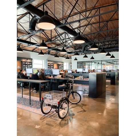 24" Wilcox Deep Bowl Pendant, 106-Matte Black, Standard Black Cord | Photo Courtesy of Ren Pen Procurement