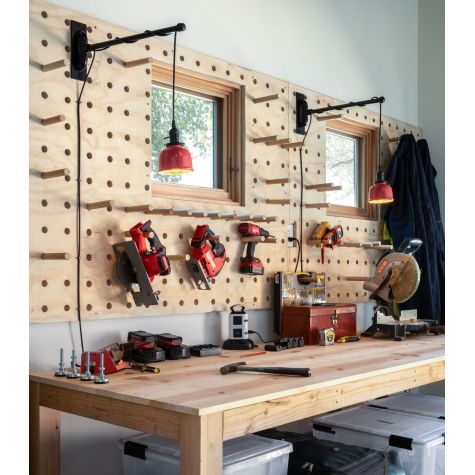 Fargo Swing Arm Sconce, 470-Watermelon, Black Arm, Standard Black Cord, Socket, Paddle | Photography Courtesy of Mike Kelley