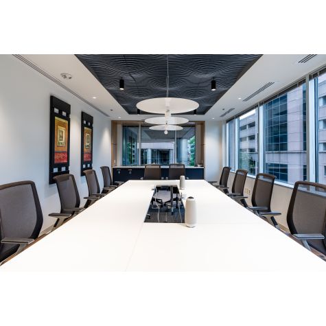 30" Ellington Pendant, 200-White, Standard White Cord | Photography Courtesy of Greg Smith, T.Y.I Construction Photography