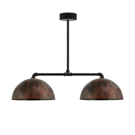 Loma 2-Light Chandelier, 16" Shades, 999-Natural Oil-Rubbed Copper, 12" Arms, Mounting in 100-Black