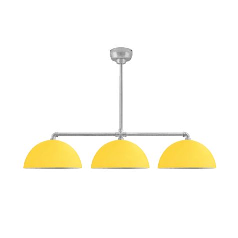 Loma 3-Light LED Chandeliers, 16" Shades, 500-Buttery Yellow, Interior in 975-Galvanized, Mounting in 975-Galvanized