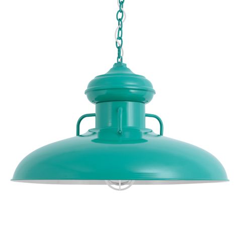 30" Laramie Nautical LED, 390-Teal, CGG-Standard Cast Guard, 200-White, RIB-Ribbed Glass, CSW-White Cloth Cord