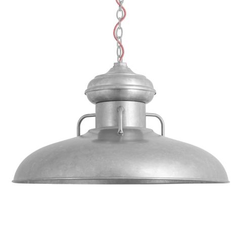 30" Laramie LED, 975-Galvanized, CSRW-Red & White Cloth Cord
