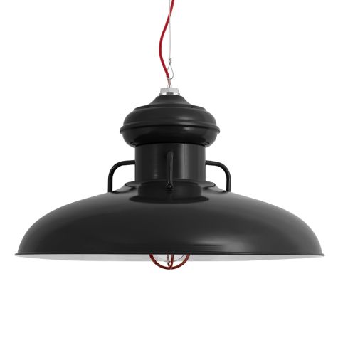 30" Laramie Nautical LED, 100-Black, CGG-Standard Cast Guard, 400-Barn Red, CLR-Clear Glass, CSR-Red Cloth Cord