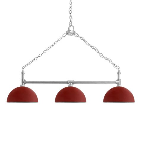 Loma 3-Light Chain Hung Chandelier, 12" Shades, 400-Barn Red, Mounting in 975-Galvanized, SWH-Standard White Cord