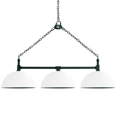 Loma 3-Light Chain Hung Chandelier, 16" Shades, 200-White, Mounting in 300-Dark Green, SWH-Standard White Cord