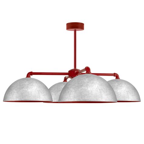 Loma 4-Light Chandelier, 975-Galvanized, Interior in 400-Barn Red, Mounting in 400-Barn Red
