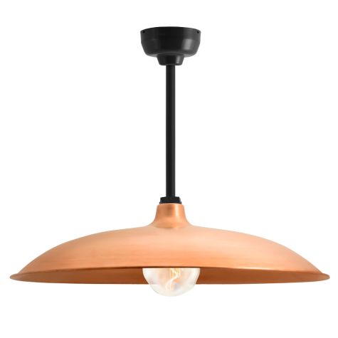 28" Sinclair Stem Mount, 995-Natural Raw Copper, Mounting in 100-Black, Shown with Voronoi I LED Tala Lamp