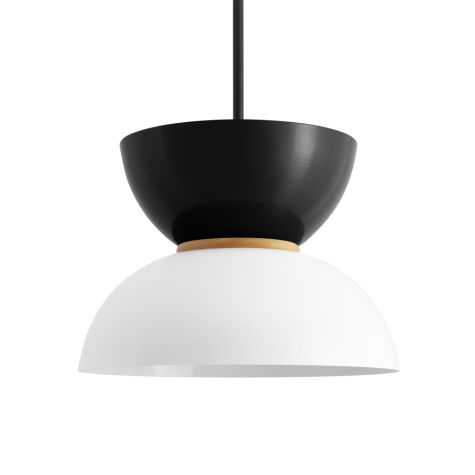 14" Duo, Top in 100-Black, Bottom in 200-White, Maple Wood Ring, Mounting in 100-Black
