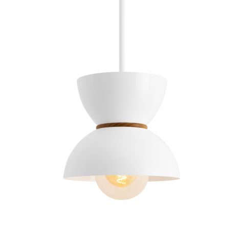 10" Duo, 200-White, Walnut Wood Ring, Shown with LED Double Layer G40 250 Lumen Bulb