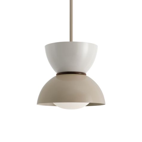 10" Duo, Top in 815-Light Grey, Bottom in 607-Taupe, Walnut Wood Ring, Mounting in 607-Taupe