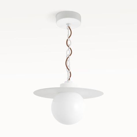 16" Cassidy LED Globe Chain Pendant, 206-Matte White, Rust Cloth Cord