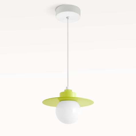 12" Cassidy LED Globe Pendant, 380-Chartreuse, Standard White Cord, Mounting in 200-White