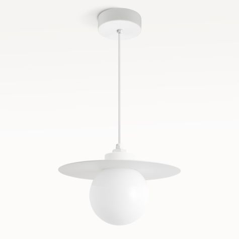 16" Cassidy LED Globe Pendant, 206-Matte White, Standard White Cord