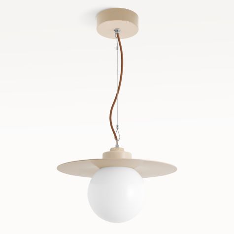 16" Cassidy LED Globe Studio Pendant, 630-Beige, Rust Cloth Cord