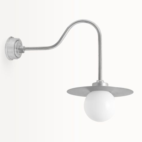 16" Cassidy LED Globe Gooseneck Light, 975-Galvanized, G24 Gooseneck Arm