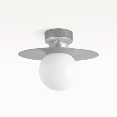 16" Cassidy LED Globe Flush Mount Light, 975-Galvanized